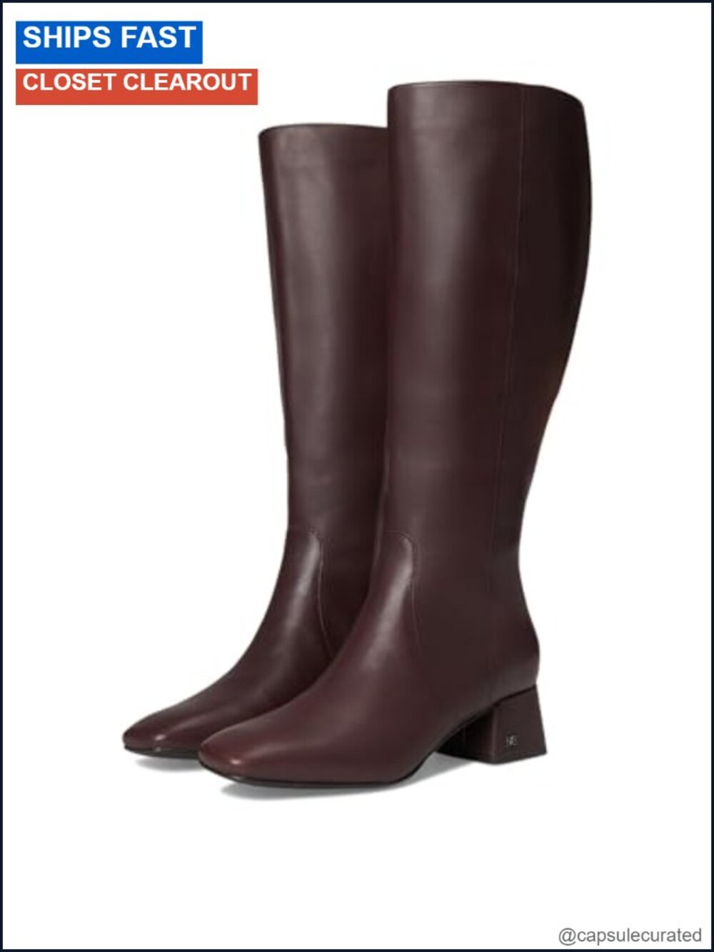Sam Edelman Porter Women's Knee-High Leather Block Heel Zip Boots